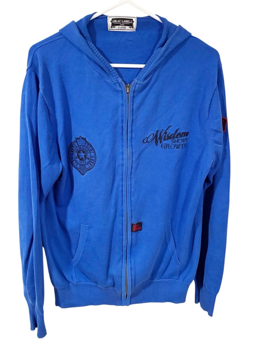 Vintage Blac Label Hoodie Zip Sweatshirt Mens 2X Blue Hooded Y2K